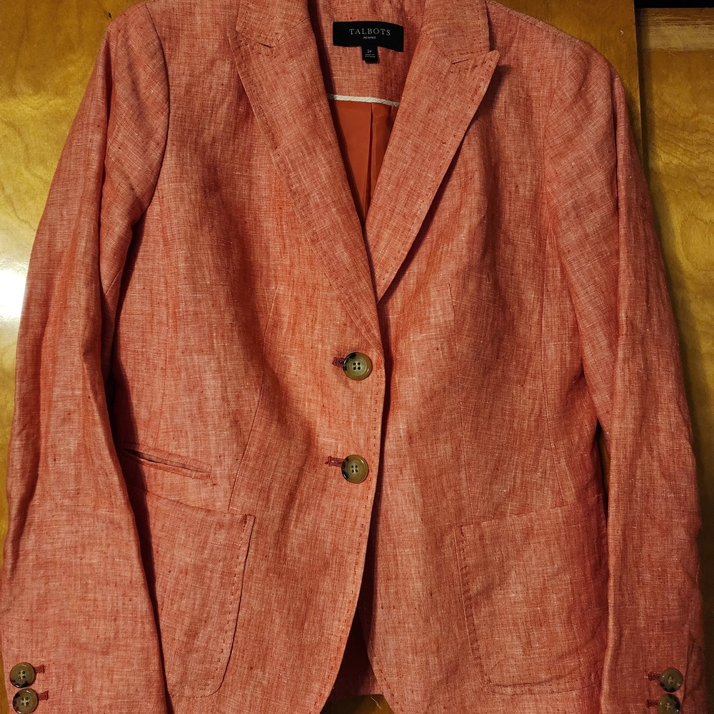 Talbots Women's Salmon Pink Linen Blazer